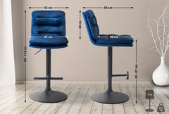 2er Set Barhocker Damar Samt schwarz - blau