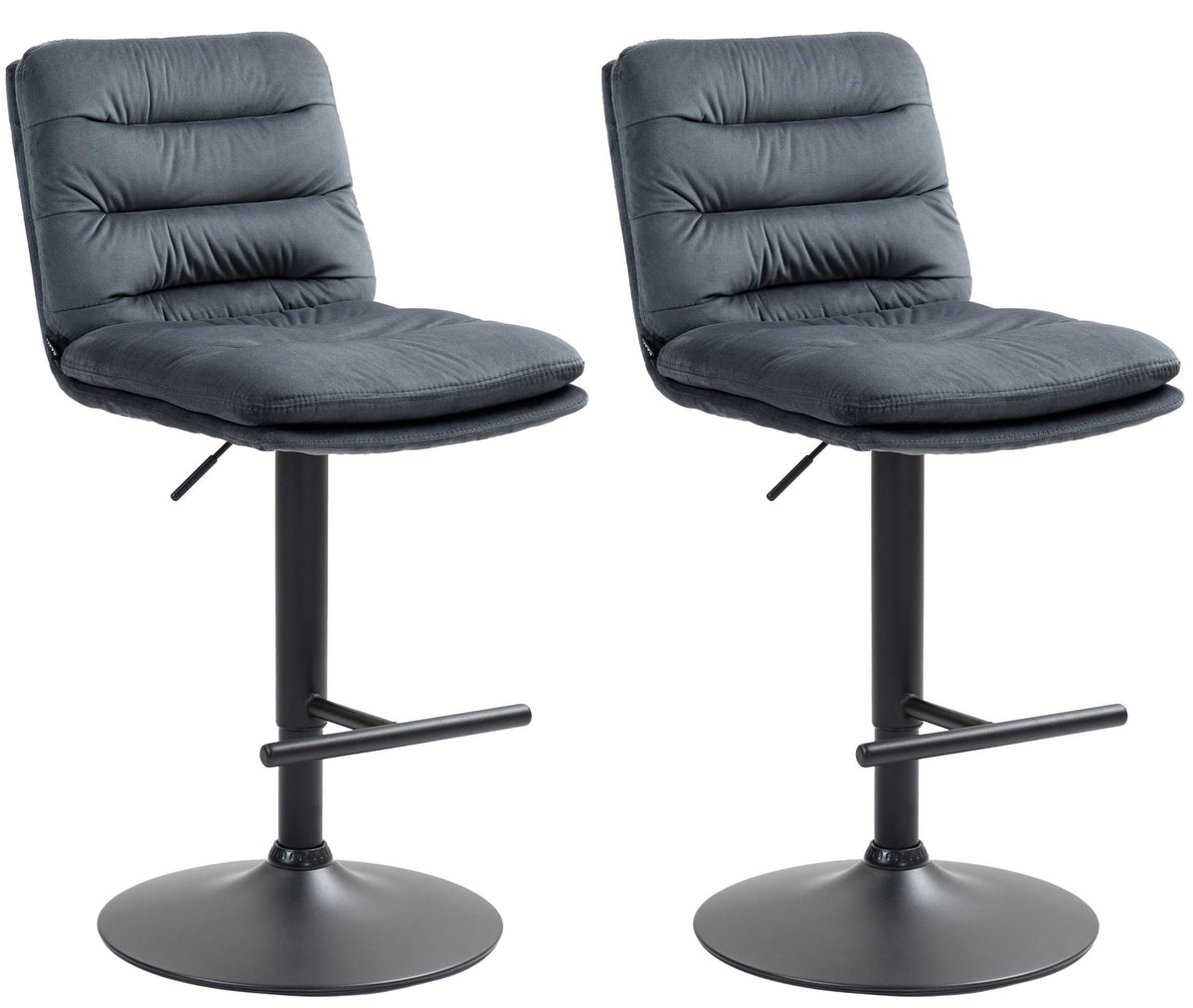 2er Set Barhocker Damar Samt schwarz - dunkelgrau