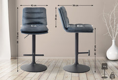 2er Set Barhocker Damar Samt schwarz - dunkelgrau