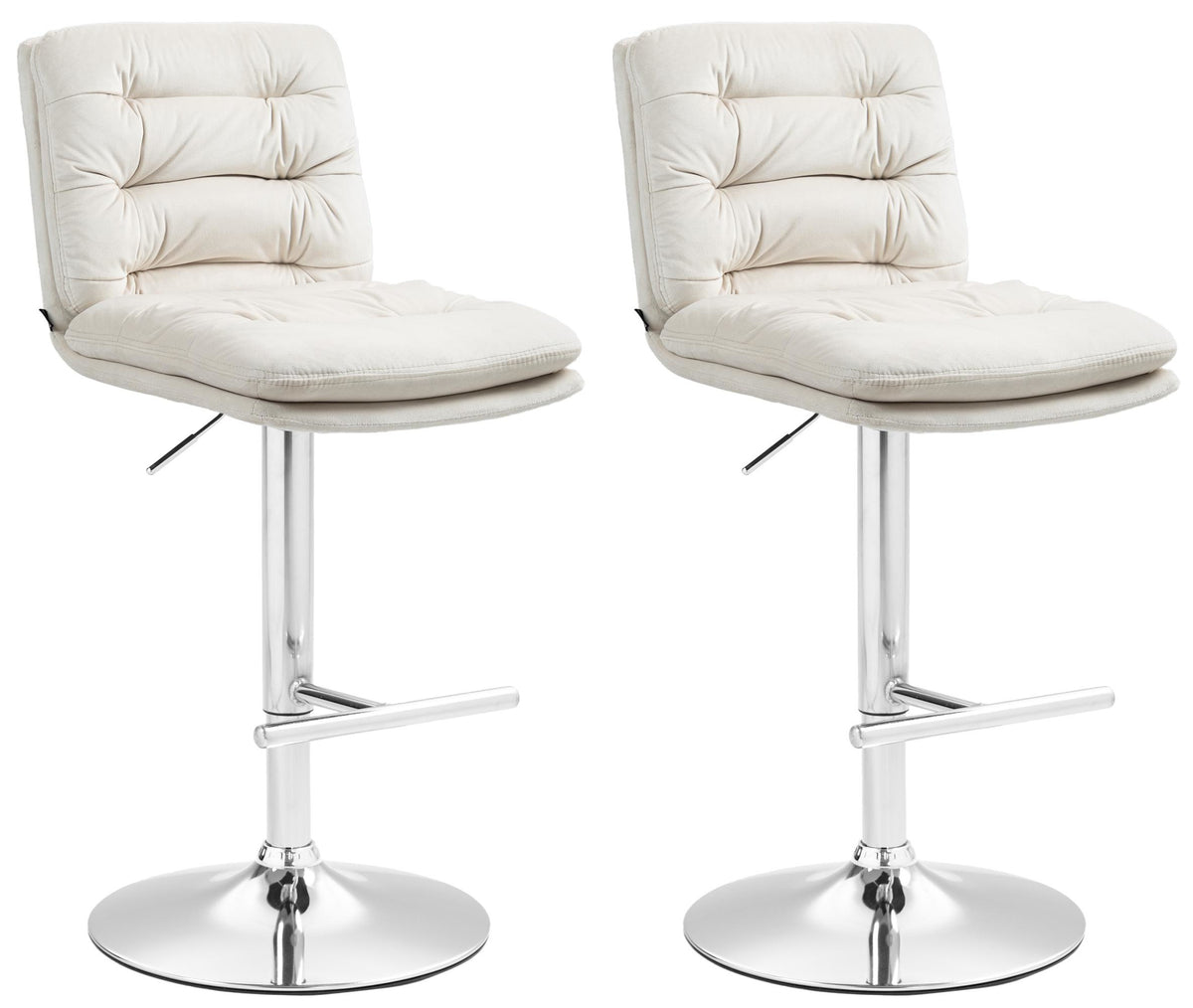 2er Set Barhocker Damar Samt chrom - creme