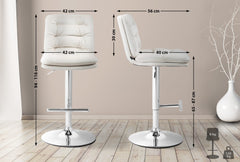 2er Set Barhocker Damar Samt chrom - creme