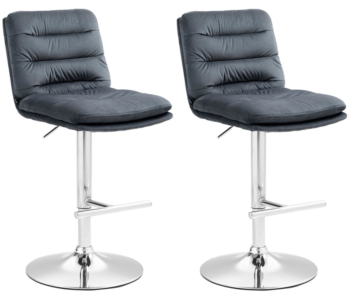 2er Set Barhocker Damar Samt chrom - dunkelgrau