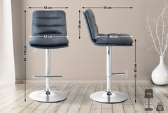 2er Set Barhocker Damar Samt chrom - dunkelgrau