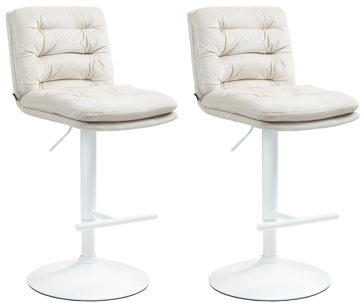 2er Set Barhocker Damar Samt wei� - creme