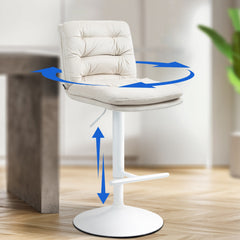 2er Set Barhocker Damar Samt wei� - creme