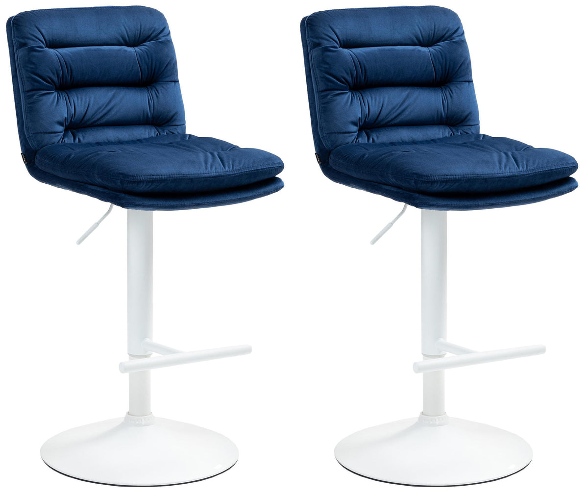 2er Set Barhocker Damar Samt wei� - blau