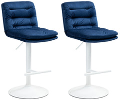 2er Set Barhocker Damar Samt wei� - blau
