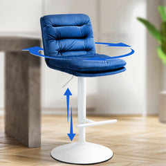2er Set Barhocker Damar Samt wei� - blau