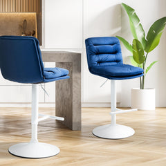 2er Set Barhocker Damar Samt wei� - blau