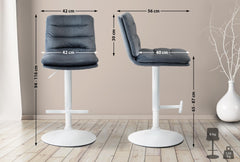 2er Set Barhocker Damar Samt wei� - dunkelgrau