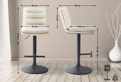 2er Set Barhocker Damar Kunstleder schwarz - creme