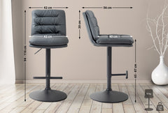 2er Set Barhocker Damar Kunstleder schwarz - grau