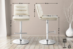 2er Set Barhocker Damar Kunstleder chrom - creme