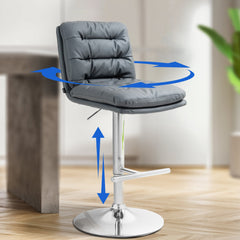 2er Set Barhocker Damar Kunstleder chrom - grau