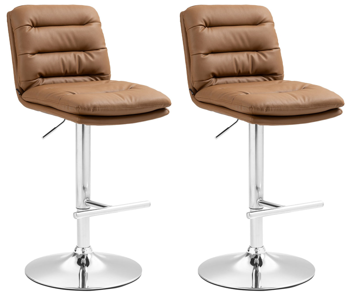 2er Set Barhocker Damar Kunstleder chrom - hellbraun