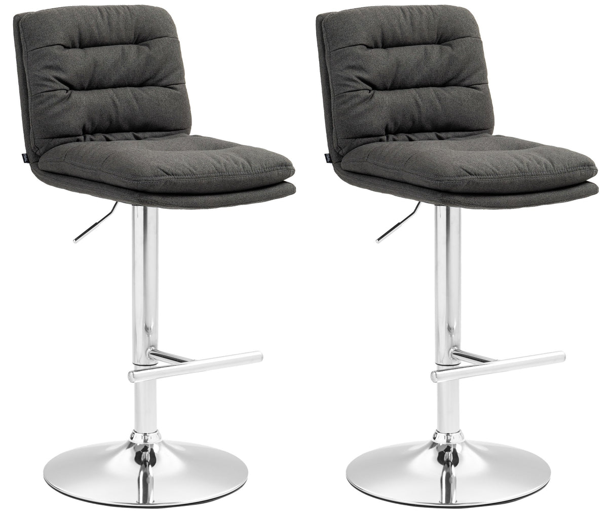 2er Set Barhocker Damar Stoff chrom - dunkelgrau