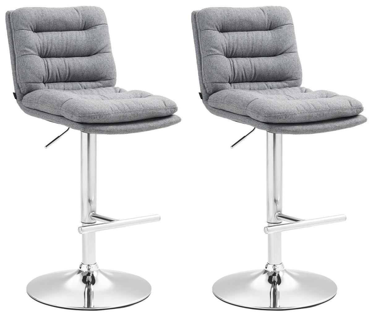2er Set Barhocker Damar Stoff chrom - grau