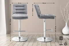 2er Set Barhocker Damar Stoff chrom - grau