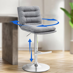 2er Set Barhocker Damar Stoff chrom - grau