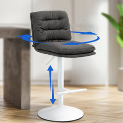 2er Set Barhocker Damar Stoff wei� - dunkelgrau