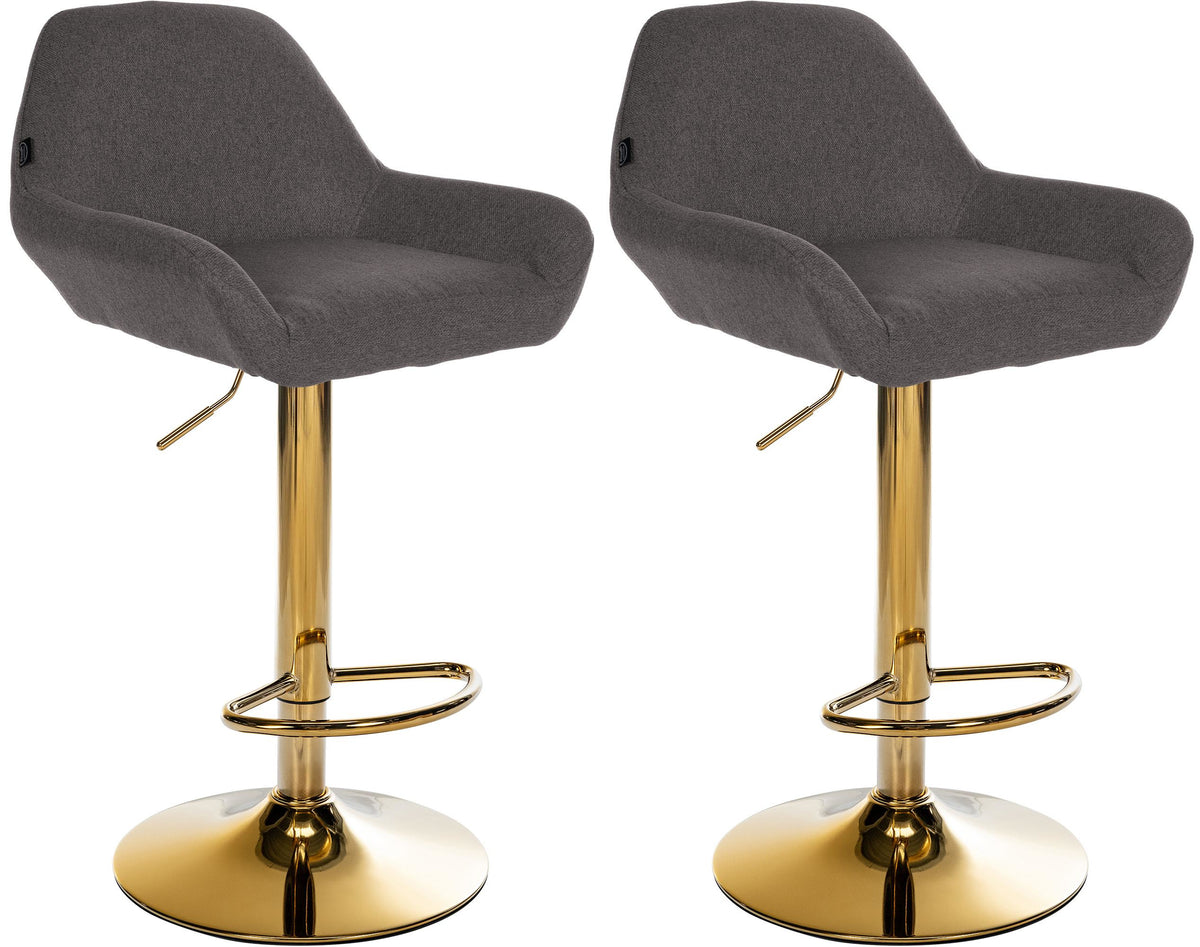 2er Set Barhocker Braga Gold Stoff - dunkelgrau