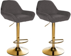 2er Set Barhocker Braga Gold Stoff - dunkelgrau