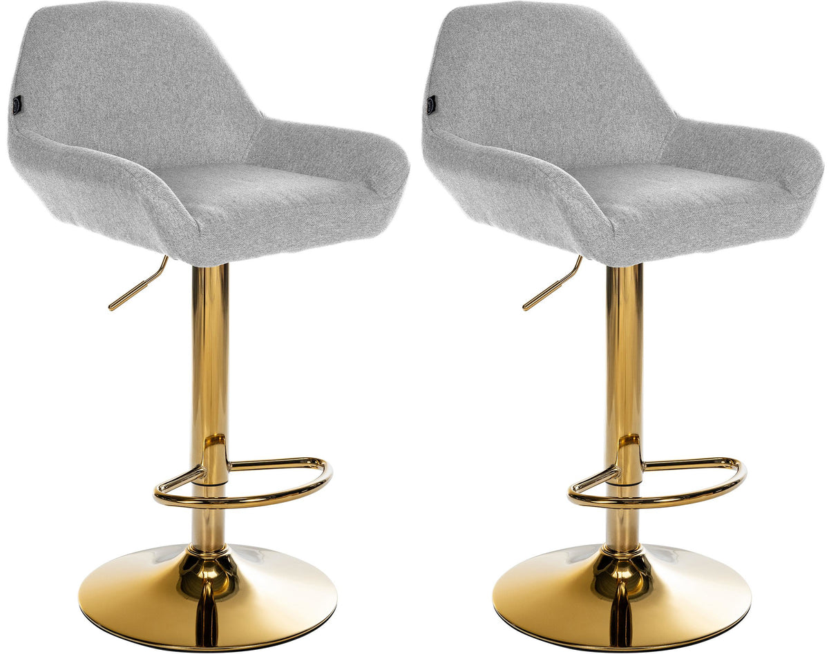 2er Set Barhocker Braga Gold Stoff - grau