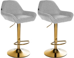 2er Set Barhocker Braga Gold Stoff - grau