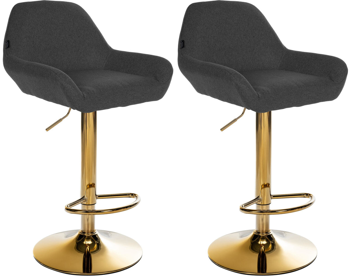2er Set Barhocker Braga Gold Stoff - schwarz