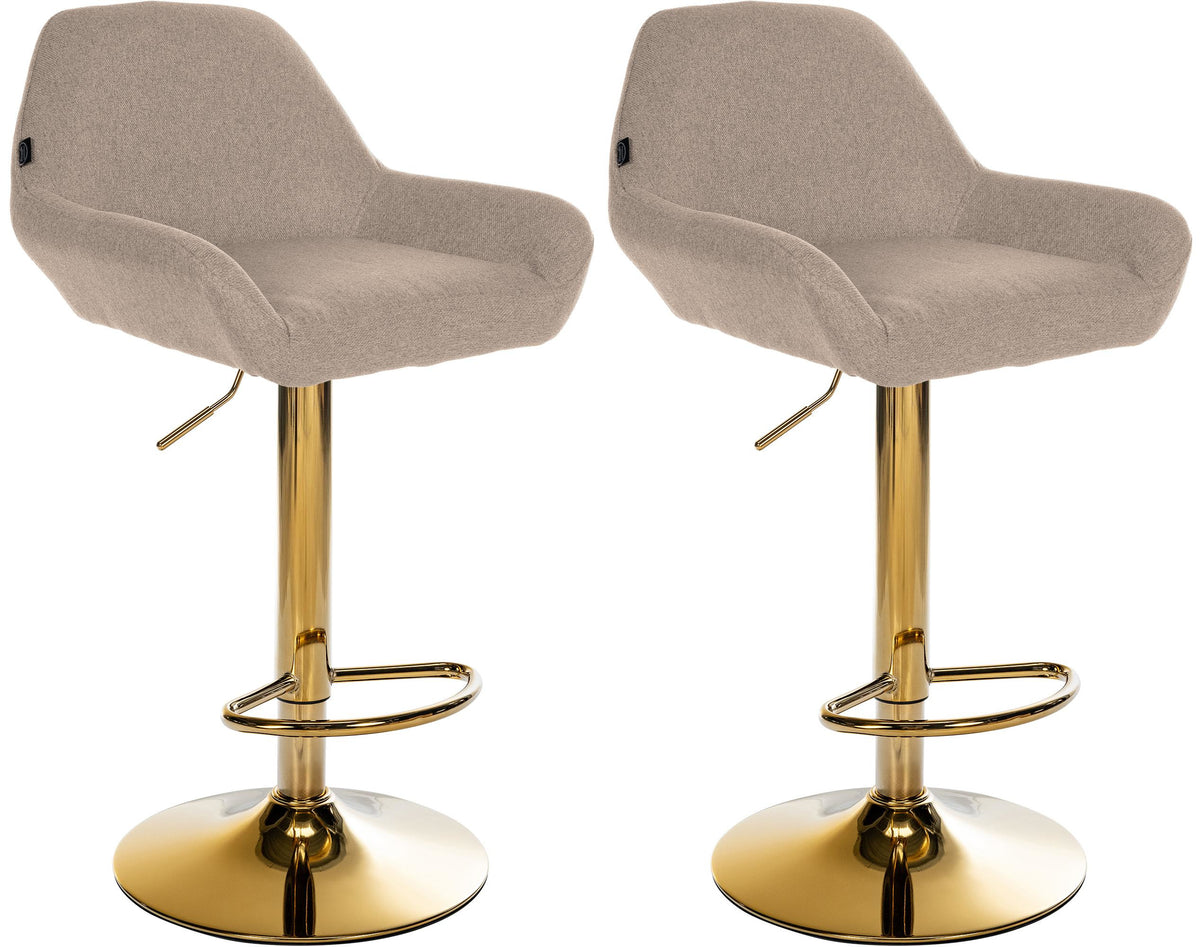 2er Set Barhocker Braga Gold Stoff - taupe