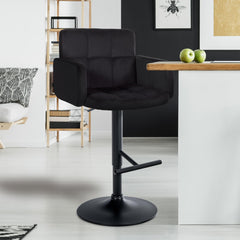 Barhocker Los Angeles Samt schwarz - schwarz