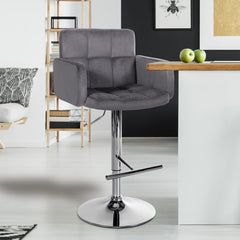 Barhocker Los Angeles Samt chrom - dunkelgrau
