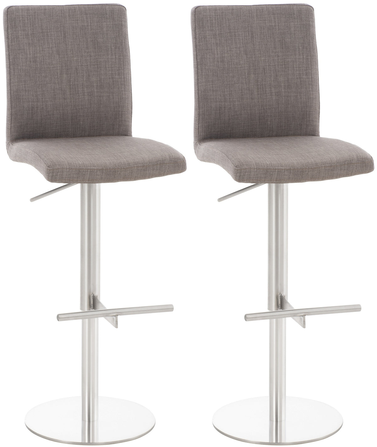 2er Set Barhocker Cadiz Stoff edelstahl - grau