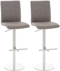 2er Set Barhocker Cadiz Stoff edelstahl - grau