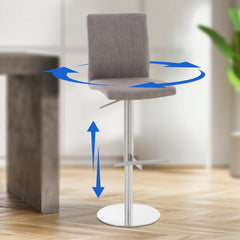 2er Set Barhocker Cadiz Stoff edelstahl - grau