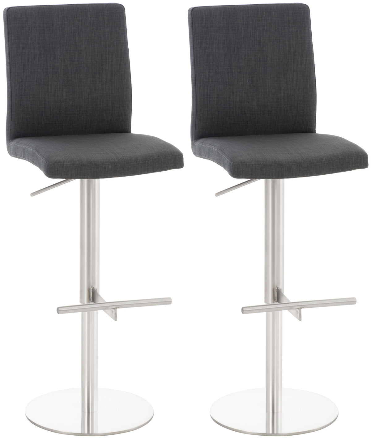 2er Set Barhocker Cadiz Stoff edelstahl - dunkelgrau