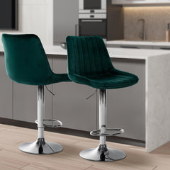 Barhocker Toni Samt chrom - gr�n