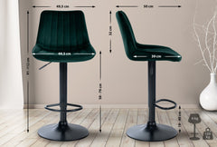 Barhocker Toni Samt schwarz - gr�n