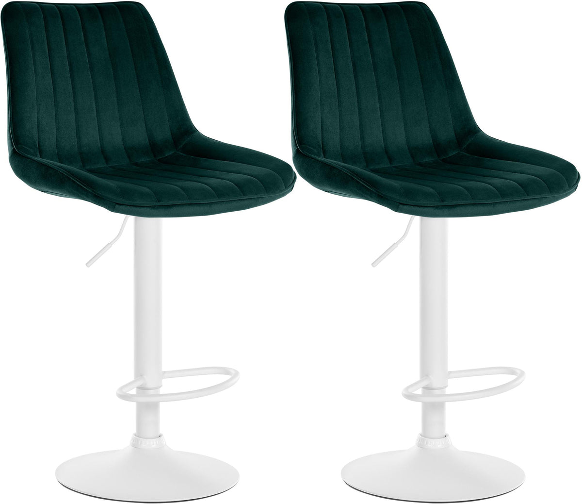 2er Set Barhocker Toni Samt wei� - gr�n