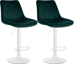 2er Set Barhocker Toni Samt wei� - gr�n