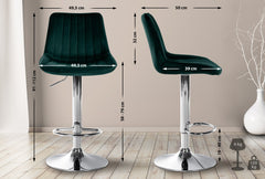 2er Set Barhocker Toni Samt chrom - gr�n