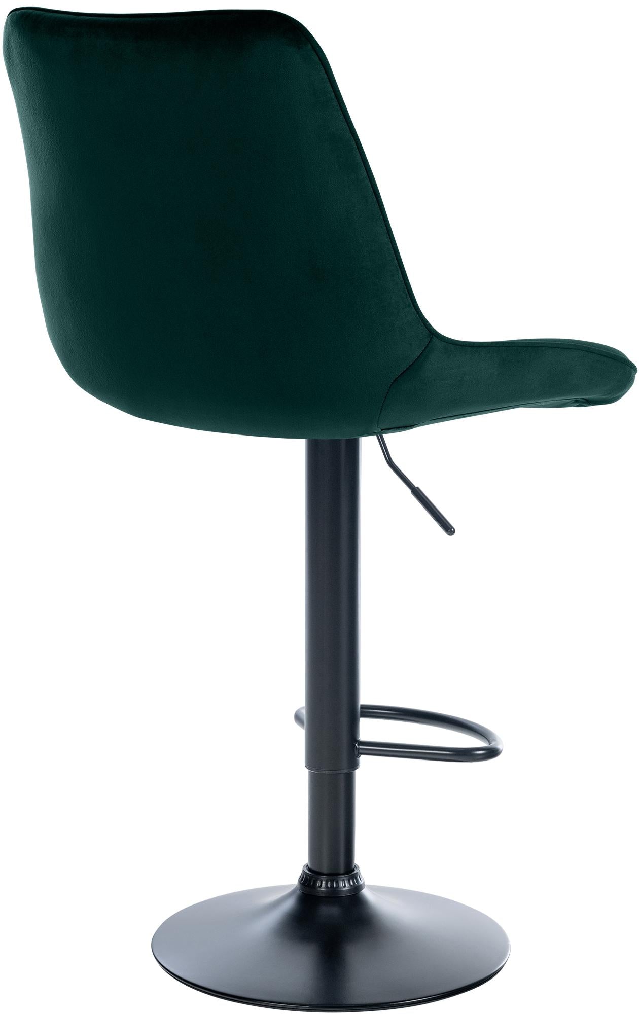 Set di 2 sgabelli da bar Toni in velluto nero e verde, design moderno e comfort ottimale per ogni ambiente.