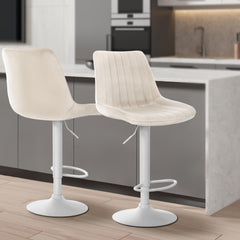 Barhocker Toni Samt wei� - creme