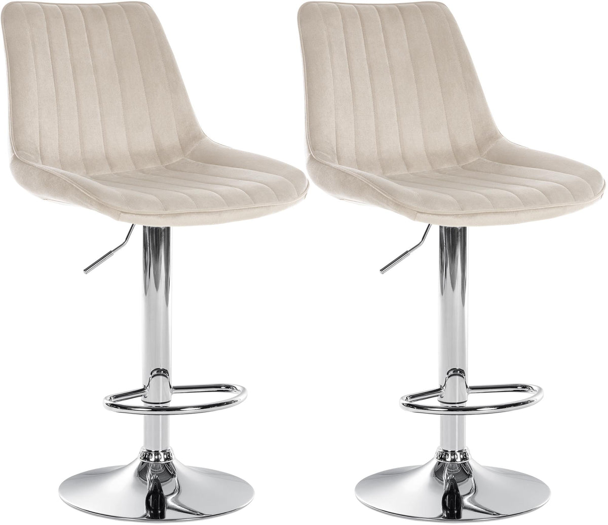 2er Set Barhocker Toni Samt chrom - creme