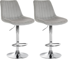 2er Set Barhocker Toni Samt chrom - grau