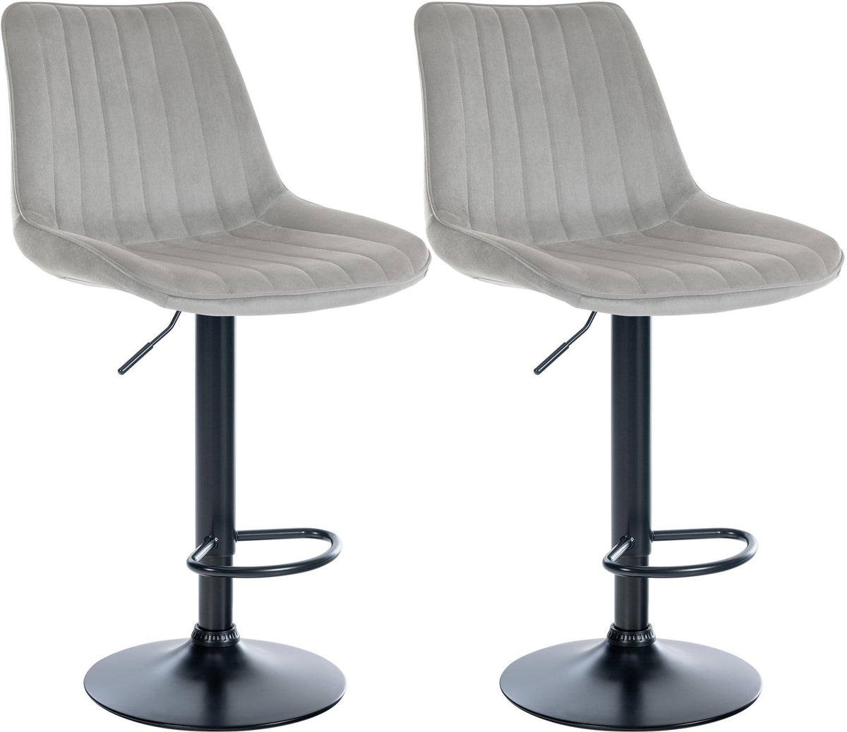 2er Set Barhocker Toni Samt schwarz - grau