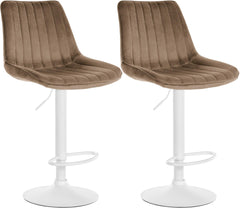 2er Set Barhocker Toni Samt wei� - braun