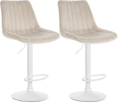 2er Set Barhocker Toni Samt wei� - creme