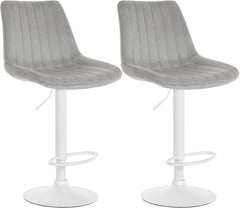 2er Set Barhocker Toni Samt wei� - grau