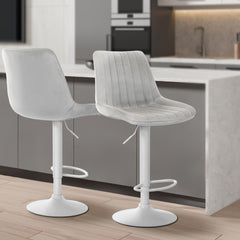 2er Set Barhocker Toni Samt wei� - grau